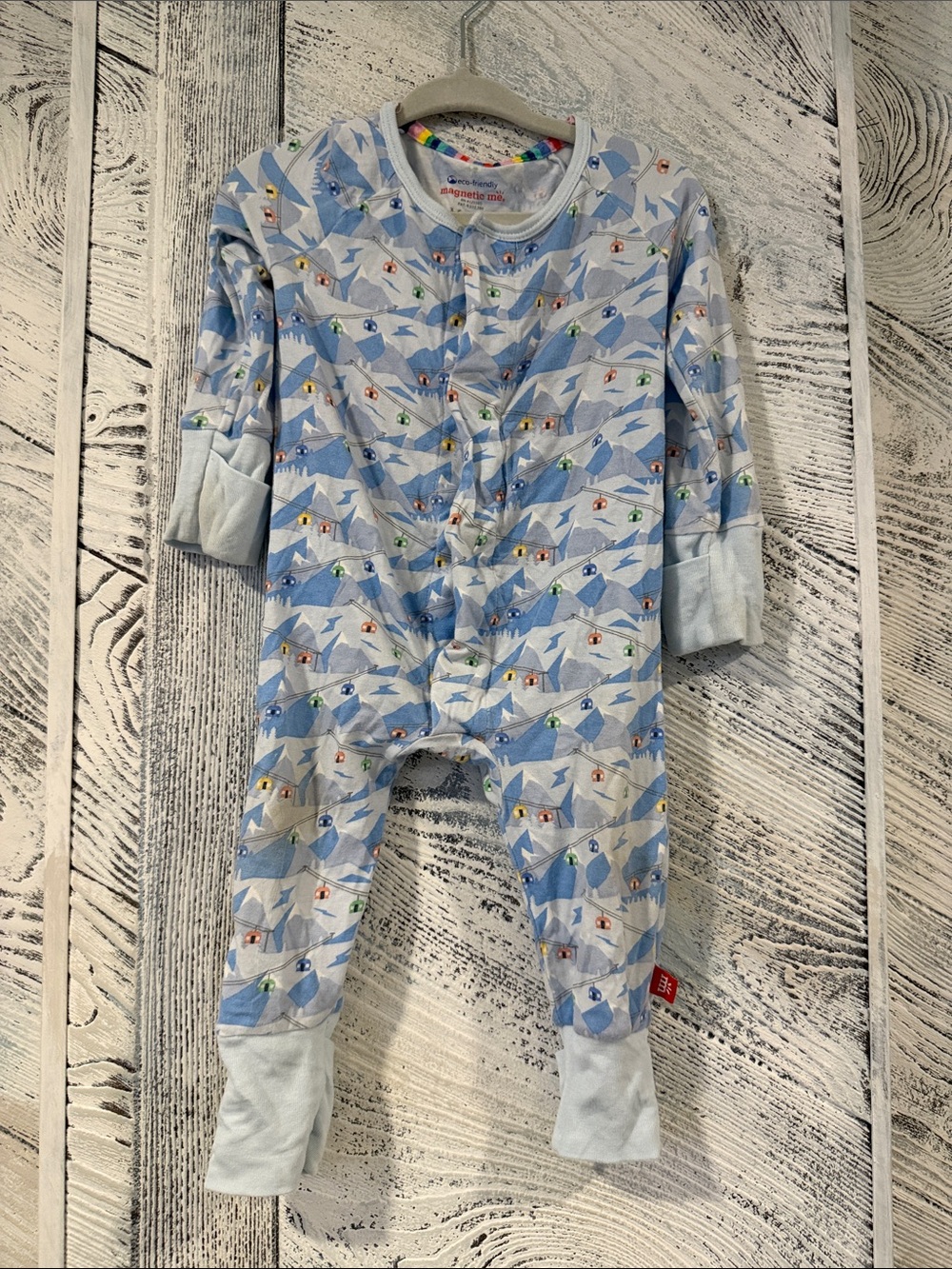 Magnetic Me Baby Blue Mountain Print One-Piece Pajamas